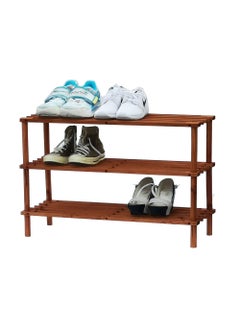 Buy SHOE RACK WOODEN 3 LAYERS-COFFEE BROWN in UAE