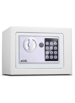 اشتري Mini Electronic Digital Security Safe Deposit Box With Electronic Keypad Lock and Physical Key For Home Office Hotel Jewelry Passport Watches Cash Storage (White) في الامارات