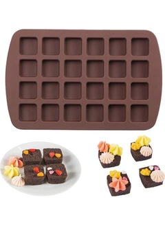 Buy 24-Cavity Brownie Bite Square Food Grade Silicone Cake Chocolate Baking Mould Brown 33 x 21 in Saudi Arabia