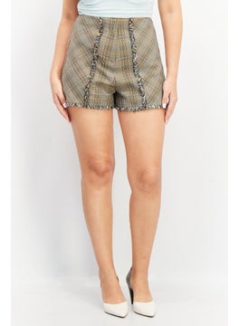 اشتري Women Plaid Basic Shorts, Tan Combo في الامارات