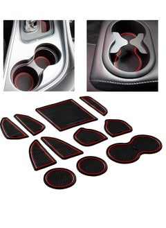 اشتري for Dodge Challenger Accessories 2015-2020 Interior Anti Dust Non-Slip Center Console Cup Holder Inserts Liner Mats 11pcs في الامارات