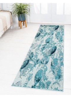 اشتري Positano Collection Coastal Modern Fish Light Blue Runner Rug (3' X 10') في الامارات