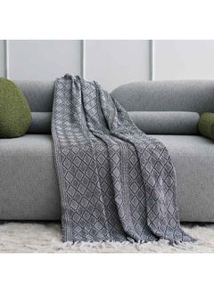 Buy AW23 Takisha Woven Cotton Throw 127x154 Cm Navy blue in UAE