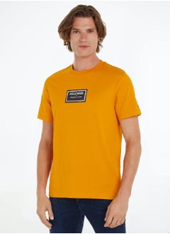 Buy Men's Logo Print Jersey T-Shirt -  Pure cotton jersey, Yellow in Saudi Arabia