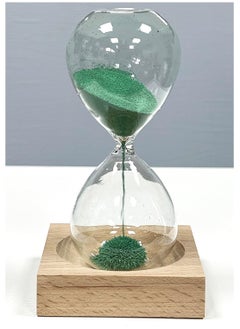 اشتري Hourglass, Magnetic Hour Glass Sand Timer with Wooden Base Home Decor Desktop Accessories (Green) في الامارات