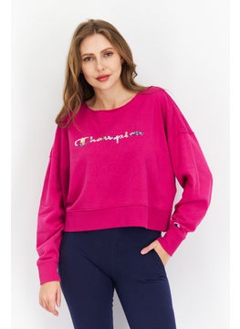 Buy Women Sportswear Fit Brand Logo Training Sweatshirt, Pink in UAE