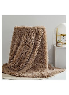 Buy Soft Long Plush Bed Cover Blanket Soft Faux Fur Bedspread Blankets Sofa Bedding Hotel Travel Warm Bedding Blanket in UAE