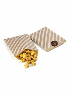 اشتري Greaseproof Paper Treat Bags for Cookies, Kraft Paper Bag Flat Greaseproof Paper Bags Greaseproof Envelopes, Paper Snack Bags Cookie Bags Popcorn Bags Brown Stripe 5.5x7.75 Inches,100Pcs في السعودية