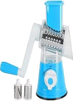 اشتري Rotary Cheese Grater, Handheld Slicers, Hand Crank Vegetable Slicer Shredder Grinder, Vegetable Slicer Set, 3-in-1 Vegetable Chopper Manual Cheese Grater for Vegetables Fruits and Meat(Blue) في مصر