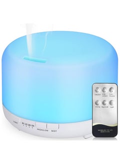 Buy Diffuser Humidifier 450 ml Ultrasonic Aromatherapy Humidifier Colourful LED Lamp with Remote Control Function for Yoga Salon SPA Living, Sleeping, Bathing, Hotel, Pure White in Egypt