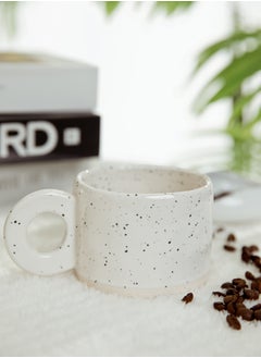 Buy Ceramic Coffee Mug Cup with Handle Tea Mug Sesame Dot Pattern Suitable for Microwave Oven, Dishwasher For Latte Espresso Beverage Tea Milk,White 300ML in Saudi Arabia