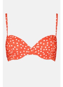 Buy Women Polka Dots Padded Bikini Top, Red in UAE