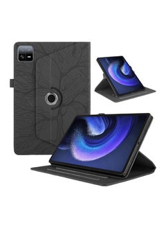 اشتري Tree Grain Leather Rotating Case for Xiaomi Pad 6/Xiaomi Pad 6 Pro 11 Inch 2023 PU Leather Tablet Case 360 Degree Rotating Stand Protective Cover for Xiaomi Pad 6 (Black) في الامارات