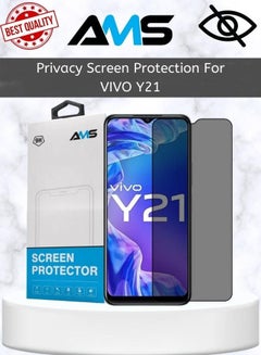 Buy Tempered glass screen protector for privacy and protection for Vivo Y21 in Saudi Arabia