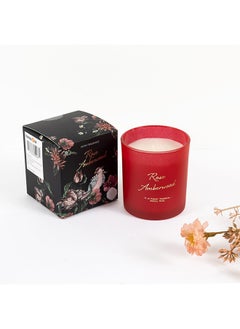 Buy Safari Rose Amberwood Jar Candle, White - 195g in UAE