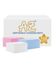 Buy A to Z Disposable Changing Mats - 45 x 60cm - Large Pack of 100 - Blue/Pink/White-Rainbow in UAE