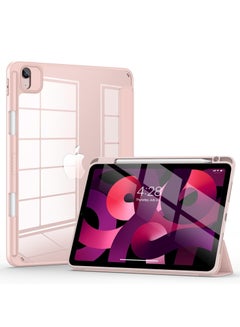 Buy Hybrid Case Compatible with iPad Pro 11 Inch (2022/2021/2020/2018, 4th/3rd/2nd/1st Generation) - Ultra Slim Shockproof Clear Cover w/Pencil Holder, Auto Wake/Sleep, Pink in Egypt