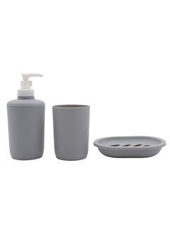 اشتري Room Essential 3peices Bathroom Accessories Set -grey في الامارات