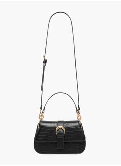 اشتري Animal Textured Satchel Bag with Detachable Strap and Flap Closure في الامارات