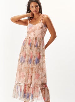 Buy Strappy Printed Plisse Dress in UAE