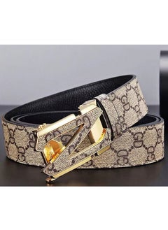 اشتري 130CM Z Skin GD Pattern Automatic Buckle Fashion  Casual Plaid Belt في الامارات