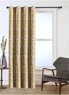 Buy Nordic Style Tree Branch Printed Blackout Curtain Yellow 140x240cm in UAE