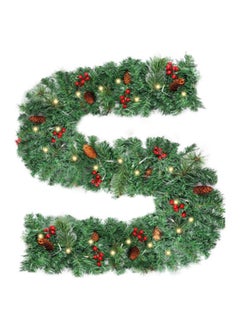 Buy Artificial Pine Garland with Light,270cm Greenery Twist Wreath , White Lights, Decorated with Pine Cones, Berry Clusters, Battery Operated in UAE