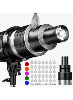 اشتري عدسة مخروطية من فلاش سنوت، مجموعة إضاءة استوديو تصوير على شكل فنان فيديو، مع عدسة كشاف ضوئي 35 Gobos في الامارات