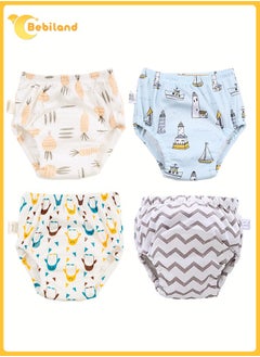 Buy 4 Pieces Size L Baby Cotton Training Pants, Strong Absorbent Reusable Toddlers Kids And Toddler Unisex (6-Layers) Potty Training Underwear for Baby Girls and Boys, Size L in Saudi Arabia