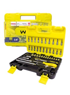 اشتري 46pcs1/4-Inch WMC TOOLS Car Repair Tool CrV Ratchet Wrench Drive Socket Set Socket Wrench Set in Plastic Carrying Case في الامارات