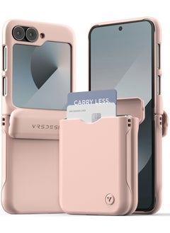 Buy Terra Guard Modern Go Samsung Galaxy Z Flip 6 Case Cover Wallet with [Hinge Protection] and [2 Card Holder] Slot - Pink Sand in UAE