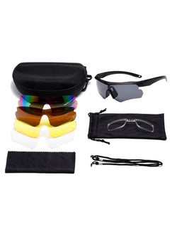 Buy 10 Piece  Military Sports Goggles Set Bulletproof Army Polarized Eyewear Cycling Driving Goggles Outdoor Half-Frame Sunglasses Replaceable 5-Lens Night Vision Glasses in Saudi Arabia