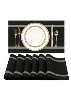 Buy 6PCS Placemats Kitchen Table Mats Indoor Outdoor Placemat, BLACK 30*45CM in Saudi Arabia