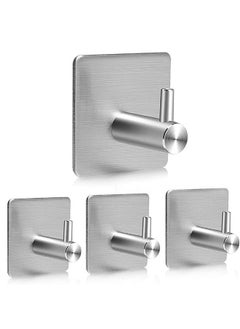 Buy 4 Pack Stainless Steel Hooks Wall Storage Hooks Waterproof and Rust-Proof Strong Adhesive Wall Hooks for Hanging Clothes Silver in Saudi Arabia