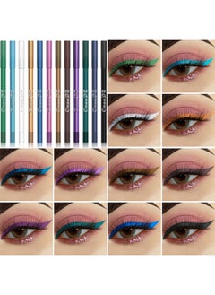 Buy 12 color eyeshadow pencil set long-lasting easy to use waterproof color pearl eyeliner in UAE