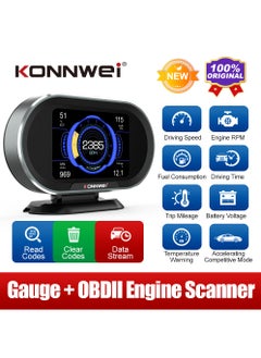 اشتري kw206 سيارة رئيس يصل العرض obd2 hud مقياس رقمي الكل في واحد السيارات رحلة الكمبيوتر الذكية obd عداد السرعة درجة حرارة الماء اختبار ضغط الوقود لجميع 2003 وأحدث السيارات في الامارات