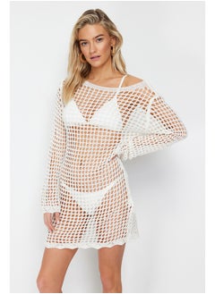 Buy Ecru Mini Knitted Knitwear effect Beach Dress TBESS24EL00065 in Egypt