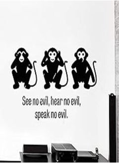 اشتري 3 Monkeys Wall Decals Quotes for Office, Home Decor, Waterproof Wall Stickers في مصر