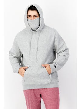 Buy Men Hooded Front Pocket Fleece Sweatshirts, Grey in Saudi Arabia