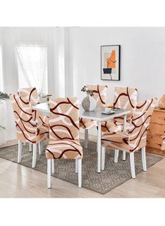 Buy 6-piece Removable Washable Dining Chair Covers Beige in Saudi Arabia