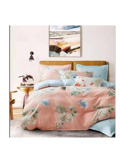 Buy Comforters 6pcs Vintage Quilted Bedding Set, Includes 1 fixed Quilt, 1 Fitted Sheet, And 4 Pillowcases,  Floral Design in UAE