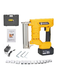 Buy 21V Cordless Staple Gun Brad Nailer, Fast Charger, 1 Lithium Battery, 1000 Straight Nails, 1000 Code Nails, Tool Case in Saudi Arabia