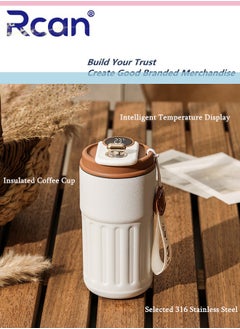 Buy Intelligent Temperature Sensitive Coffee Cup Portable Stainless Steel Car Thermos Sealed Leak Proof and Wear Resistant Portable Sports Kettle Travel Outdoor Office Beverage Hot Drink Tea 410ml in Saudi Arabia