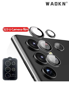 اشتري Camera Lens Glass Protector With Ring For Samsung Galaxy S23 Ultra Scratch-Resistant Ultra-Thin Tempered Glass with Aluminum Edge Black في السعودية