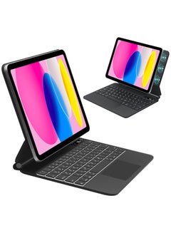 Buy Arabic Magic Keyboard for Apple iPad 10th Gen 10.9 inch 2022 with Magnetic Back Cover, Smart Trackpad Backlit Keyboard Case for iPad 10th Generation Accessories in UAE