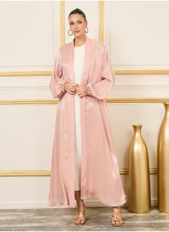 اشتري Shiny Balloon Sleeves Open Front Abaya في السعودية