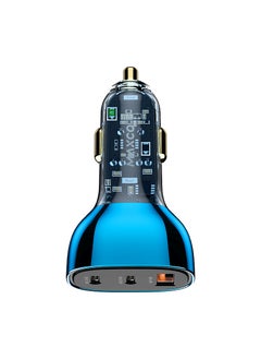 Buy Maxco MQ05 PD3.0 Fast Car Charger 90W USB-A + 2 USB-CPorts - Transparent Blue in Egypt