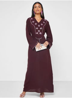 اشتري Embellished Belted Jalabiya في السعودية