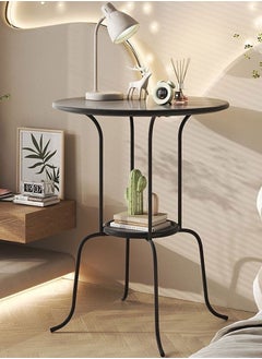 Buy Metal round tea and coffee table, black 50x66.5cm in Saudi Arabia