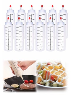Buy 12 Pack Condiment Squeeze Bottles With Red Tip Cap Tie 240ML Dye Empty Paint Squeeze Bottle For Ketchup BBQ Sauces Syrup Dressings Arts in UAE